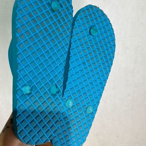 Michael Kors Womens Blue & White MK Logo Allover Print Flat Flip Flop Size 4/5 - Picture 4 of 7